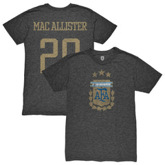 Alexis Mac Allister Argentina National Team 1863FC Player Retro Tri-Blend T-Shirt - Heather Black