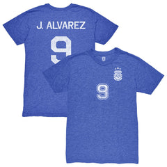 Julián Álvarez Argentina National Team 1863FC Retro Name & Number Tri-Blend T-Shirt - Blue