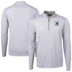 Cutter & Buck Virtue Eco Pique Micro Stripe Recycled Quarter-Zip Jacket - Carolina Panthers