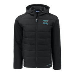 Cutter & Buck Evoke Hybrid Eco Softshell Recycled Full-Zip Hoodie Jacket - Carolina Panthers
