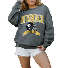 Gameday Couture Women's Oversized Seal The Deal Premium Fleece Drop Shoulder Pullover Sweatshirt - Pittsburgh Steelers