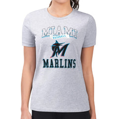MLB Miami Marlins G-III 4Her by Carl Banks Women's Super-Slim Fit Lightweight Team Logo Graphic T-Shirt