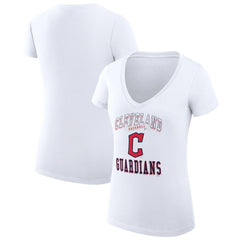 MLB Cleveland Guardians G-III 4Her by Carl Banks Women's Super-Slim Fit Lightweight Team Logo Graphic V-Neck T-Shirt
