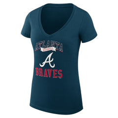 MLB Atlanta Braves G-III 4Her by Carl Banks Women's Super-Slim Fit Lightweight Team Logo Graphic V-Neck T-Shirt