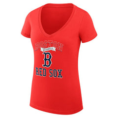 MLB Boston Red Sox G-III 4Her by Carl Banks Women's Super-Slim Fit Lightweight Team Logo Graphic V-Neck T-Shirt