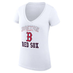 MLB Boston Red Sox G-III 4Her by Carl Banks Women's Super-Slim Fit Lightweight Team Logo Graphic V-Neck T-Shirt