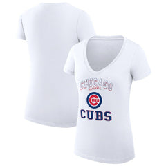 MLB Chicago Cubs G-III 4Her by Carl Banks Women's Super-Slim Fit Lightweight Team Logo Graphic V-Neck T-Shirt