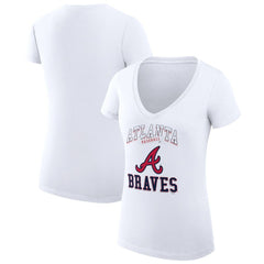 MLB Atlanta Braves G-III 4Her by Carl Banks Women's Super-Slim Fit Lightweight Team Logo Graphic V-Neck T-Shirt