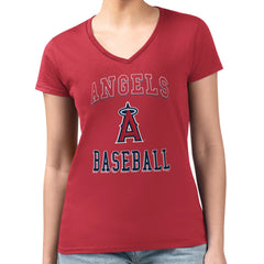 MLB Los Angeles Angels G-III 4Her by Carl Banks Women's Super-Slim Fit Lightweight Team Logo Graphic V-Neck T-Shirt