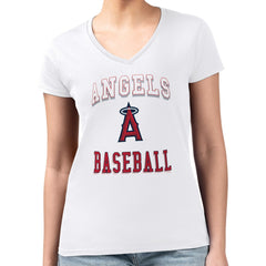 MLB Los Angeles Angels G-III 4Her by Carl Banks Women's Super-Slim Fit Lightweight Team Logo Graphic V-Neck T-Shirt