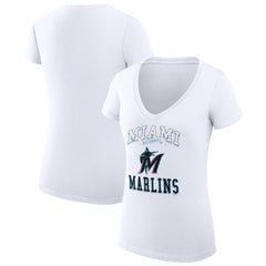 MLB Miami Marlins G-III 4Her by Carl Banks Women's Super-Slim Fit Lightweight Team Logo Graphic V-Neck T-Shirt