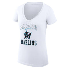 MLB Miami Marlins G-III 4Her by Carl Banks Women's Super-Slim Fit Lightweight Team Logo Graphic V-Neck T-Shirt
