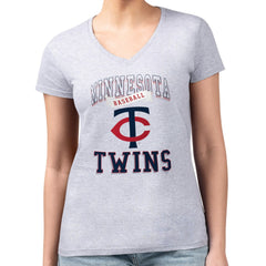 MLB Minnesota Twins G-III 4Her by Carl Banks Women's Super-Slim Fit Lightweight Team Logo Graphic V-Neck T-Shirt
