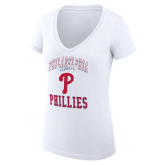 MLB Philadelphia Phillies G-III 4Her by Carl Banks Women's Super-Slim Fit Lightweight Team Logo Graphic V-Neck T-Shirt