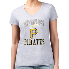MLB Pittsburgh Pirates G-III 4Her by Carl Banks Women's Super-Slim Fit Lightweight Team Logo Graphic V-Neck T-Shirt