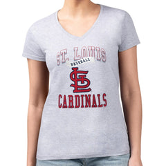 MLB St. Louis Cardinals G-III 4Her by Carl Banks Women's Super-Slim Fit Lightweight Team Logo Graphic V-Neck T-Shirt