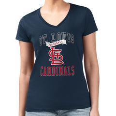 MLB St. Louis Cardinals G-III 4Her by Carl Banks Women's Super-Slim Fit Lightweight Team Logo Graphic V-Neck T-Shirt