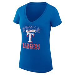 MLB Texas Rangers G-III 4Her by Carl Banks Women's Super-Slim Fit Lightweight Team Logo Graphic V-Neck T-Shirt