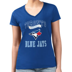 MLB Toronto Blue Jays G-III 4Her by Carl Banks Women's Super-Slim Fit Lightweight Team Logo Graphic V-Neck T-Shirt