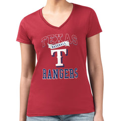 MLB Texas Rangers G-III 4Her by Carl Banks Women's Super-Slim Fit Lightweight Team Logo Graphic V-Neck T-Shirt