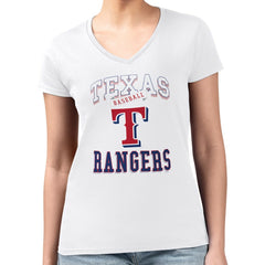 MLB Texas Rangers G-III 4Her by Carl Banks Women's Super-Slim Fit Lightweight Team Logo Graphic V-Neck T-Shirt