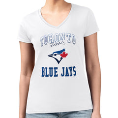 MLB Toronto Blue Jays G-III 4Her by Carl Banks Women's Super-Slim Fit Lightweight Team Logo Graphic V-Neck T-Shirt