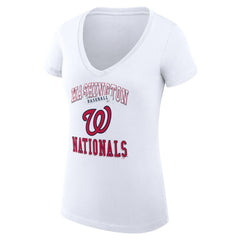 MLB Washington Nationals G-III 4Her by Carl Banks Women's Super-Slim Fit Lightweight Team Logo Graphic V-Neck T-Shirt