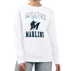 MLB Miami Marlins G-III 4Her by Carl Banks Women's Team Logo Graphic Tri-Blend Fleece Pullover Sweatshirt
