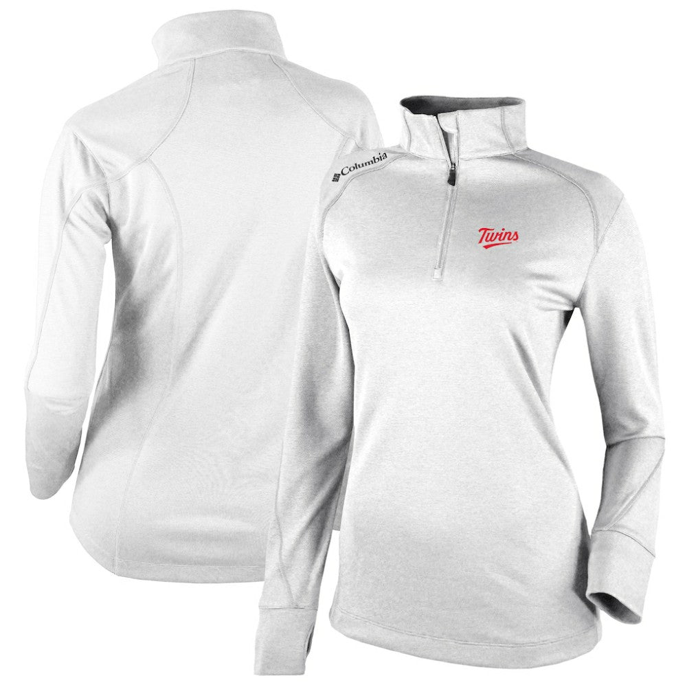 MLB Minnesota Twins Columbia Women's Cooperstown Collection Shotgun 2.0 Omni-Wick Quarter-Zip Top - White