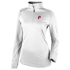 MLB Philadelphia Phillies Columbia Women's Cooperstown Collection Shotgun 2.0 Omni-Wick Quarter-Zip Top - White
