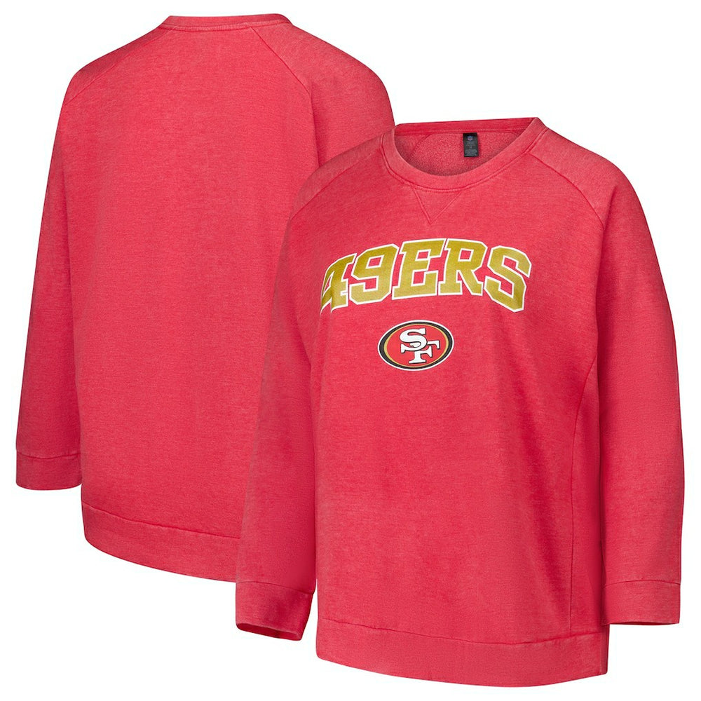 Profile Women's Plus Size Acid Wash Raglan Sweatshirt - San Francisco 49ers