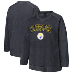 Profile Women's Plus Size Acid Wash Raglan Sweatshirt - Pittsburgh Steelers