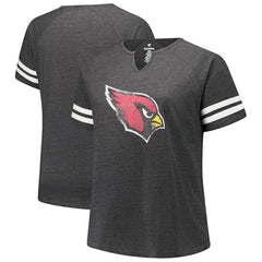 Women's Plus Size Logo Striped Raglan Notch Neck T-Shirt - Arizona Cardinals