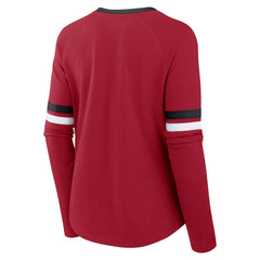 Women's Plus Size Won & Done Lace-Up V-Neck Long Sleeve T-Shirt - San Francisco 49ers