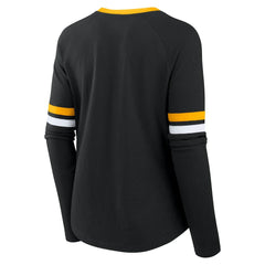 Women's Plus Size Won & Done Lace-Up V-Neck Long Sleeve T-Shirt - Pittsburgh Steelers
