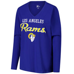 G-III 4Her by Carl Banks Women's Post Season Long Sleeve V-Neck T-Shirt - Los Angeles Rams