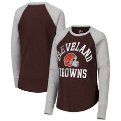 G-III 4Her by Carl Banks Women's Waffle Knit Raglan Long Sleeve T-Shirt - Cleveland Browns
