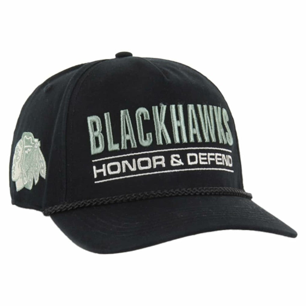 NHL Black Chicago Blackhawks '47 OHT Military Appreciation Homeland Honor and Defend Hitch Adjustable Hat
