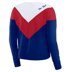 WEAR by Erin Andrews Women's Chevron Tri-Blend Long Sleeve T-Shirt - New York Giants