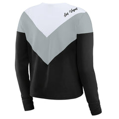 WEAR by Erin Andrews Women's Chevron Tri-Blend Long Sleeve T-Shirt - Las Vegas Raiders