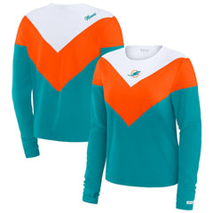 WEAR by Erin Andrews Women's Chevron Tri-Blend Long Sleeve T-Shirt - Miami Dolphins