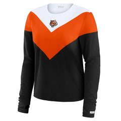 WEAR by Erin Andrews Women's Plus Size Chevron Tri-Blend Long Sleeve T-Shirt - Cincinnati Bengals