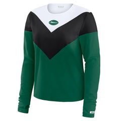WEAR by Erin Andrews Women's Plus Size Chevron Tri-Blend Long Sleeve T-Shirt - New York Jets