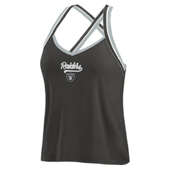 WEAR by Erin Andrews Women's Cross Strap Tri-Blend Tank Top - Las Vegas Raiders