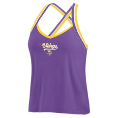 WEAR by Erin Andrews Women's Cross Strap Tri-Blend Tank Top - Minnesota Vikings