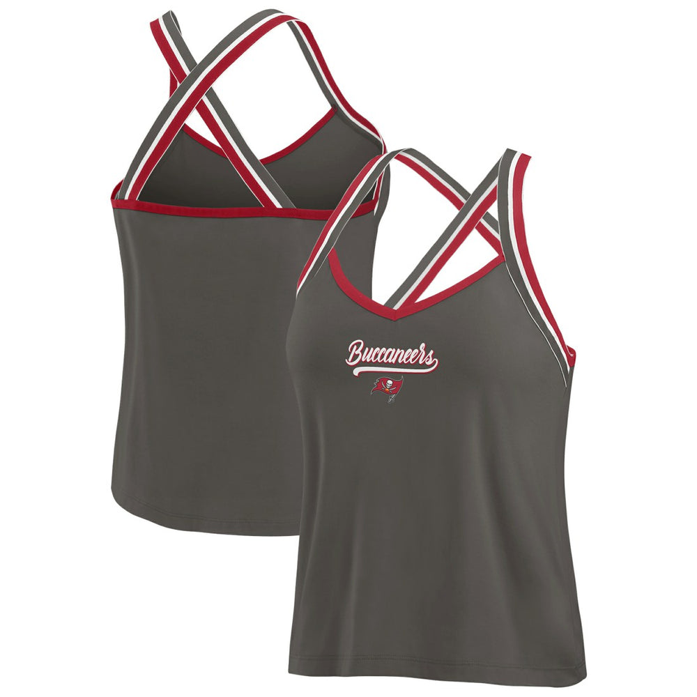 WEAR by Erin Andrews Women's Cross Strap Tri-Blend Tank Top - Tampa Bay Buccaneers