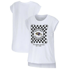 WEAR by Erin Andrews Women's Checker Muscle Tank Top - Baltimore Ravens