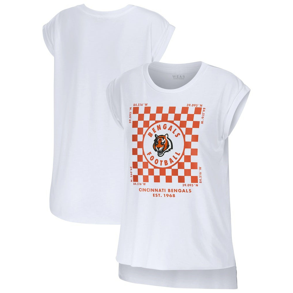 WEAR by Erin Andrews Women's Checker Muscle Tank Top - Cincinnati Bengals