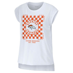 WEAR by Erin Andrews Women's Checker Muscle Tank Top - Denver Broncos