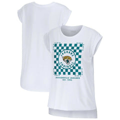 WEAR by Erin Andrews Women's Checker Muscle Tank Top - Jacksonville Jaguars